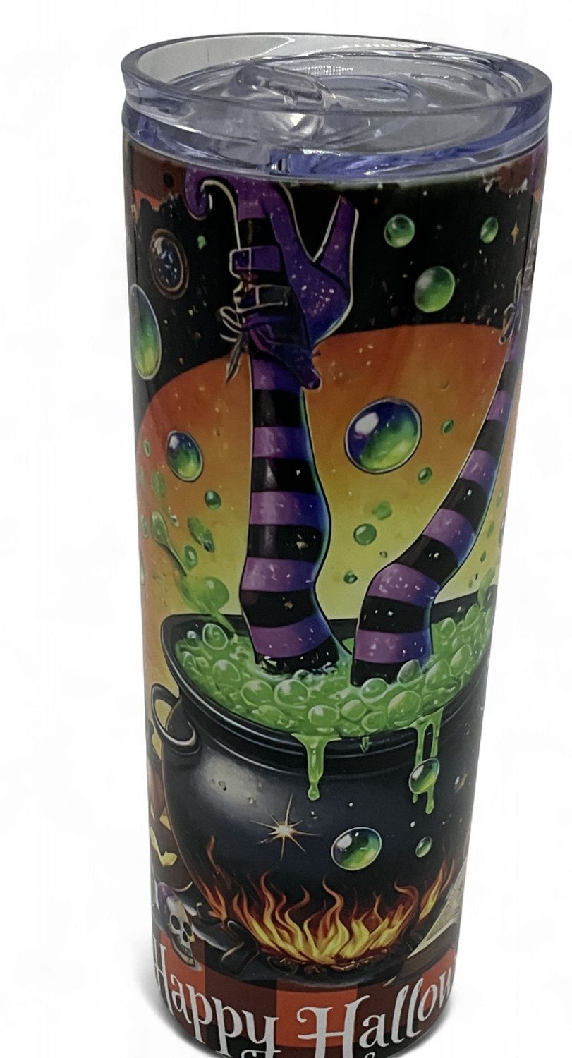 Halloween tumbler w/witches legs