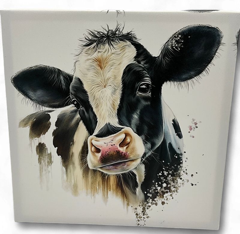 Holstein cow canvas 10"