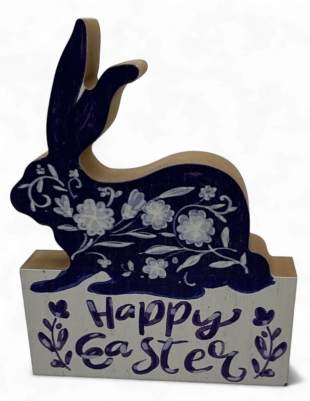 Bunny Happy Easter Purple Wood