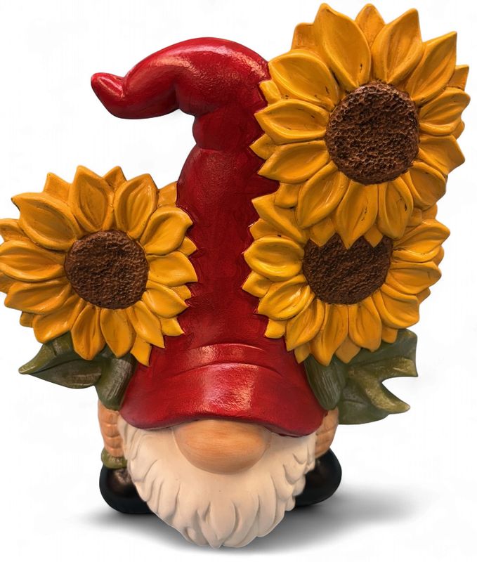 GNOME WITH SUNFLOWERS CERAMIC