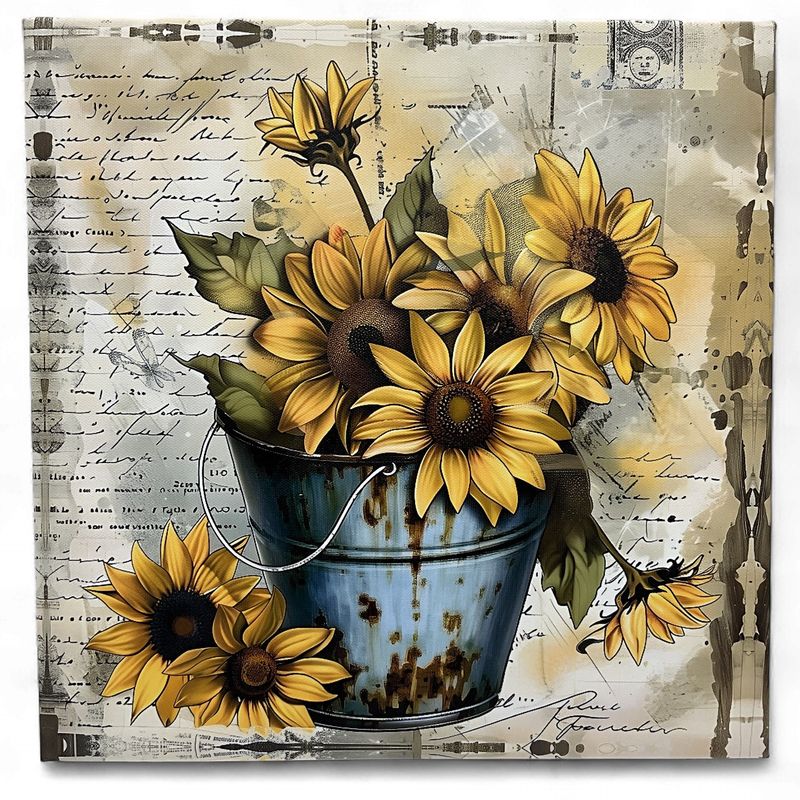 Sunflower on Canvas Vintage Look