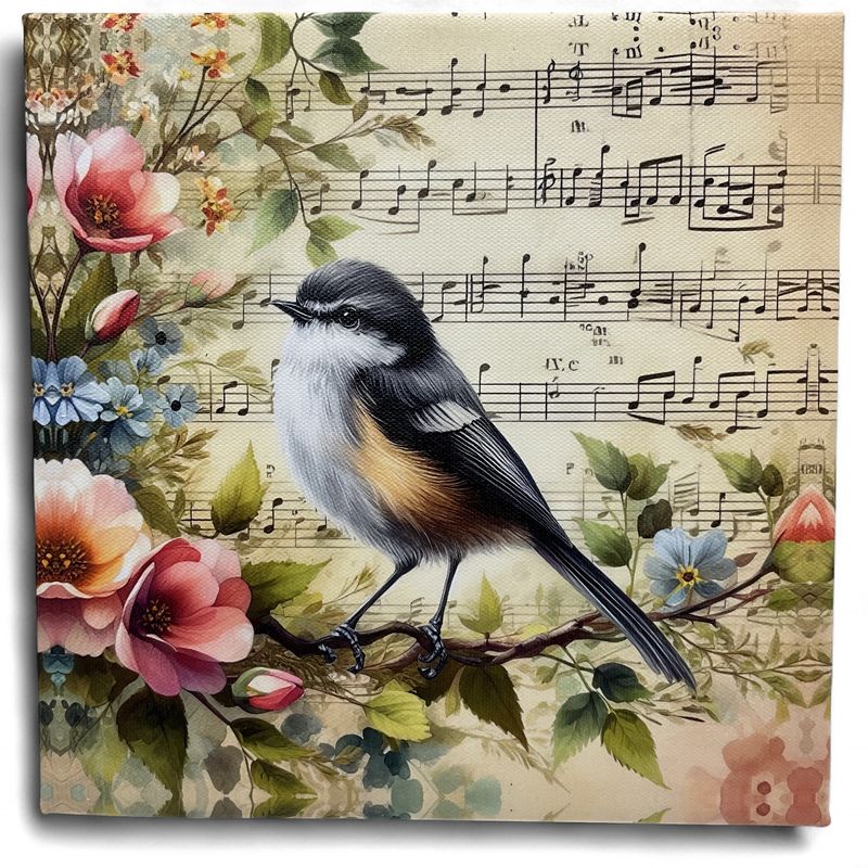 Chickadee Canvas with Floral
