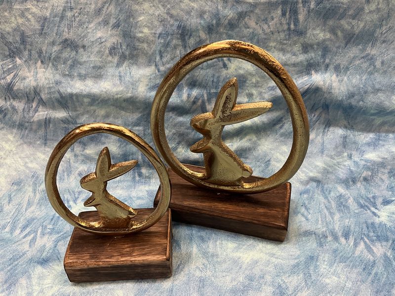 bunny in gold metal on base lg