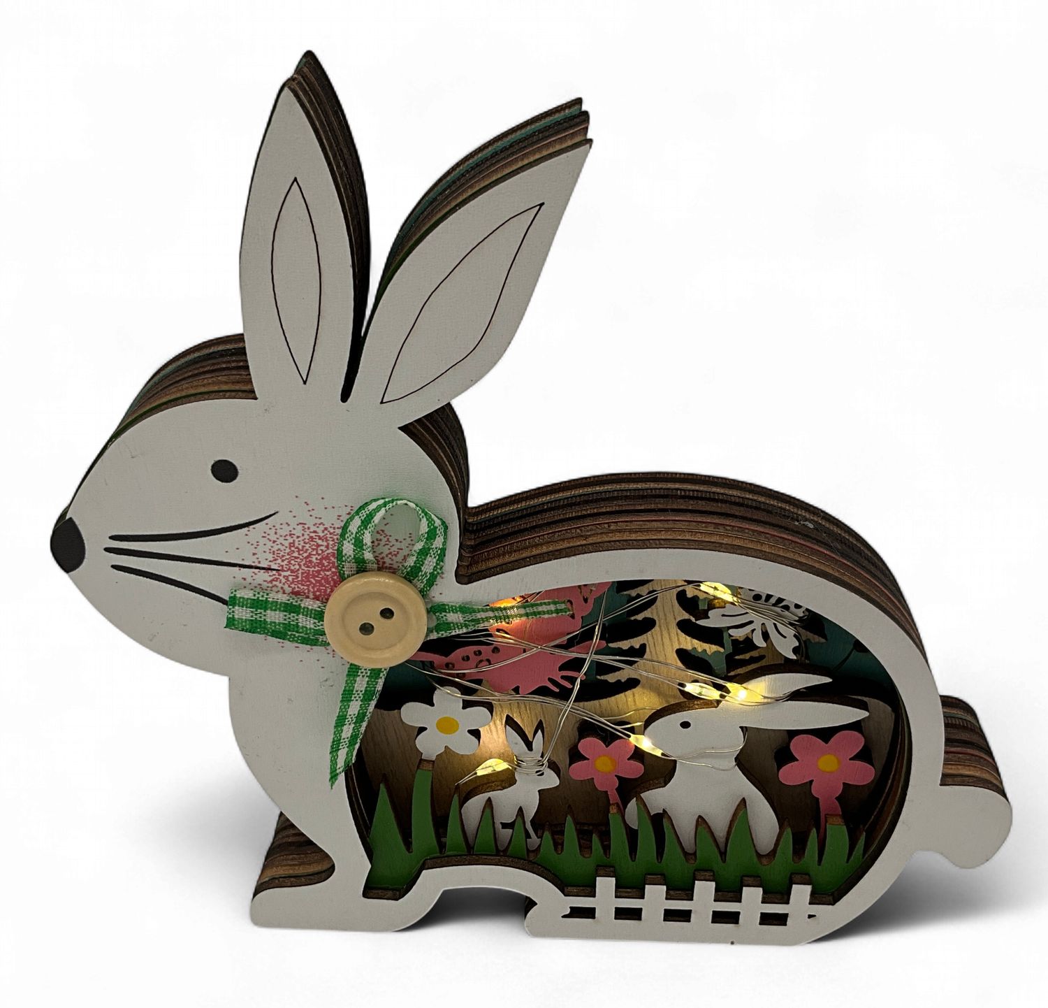 RABBIT W/SCENE IN TUMMY WOOD