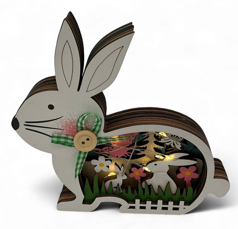 RABBIT W/SCENE IN TUMMY WOOD