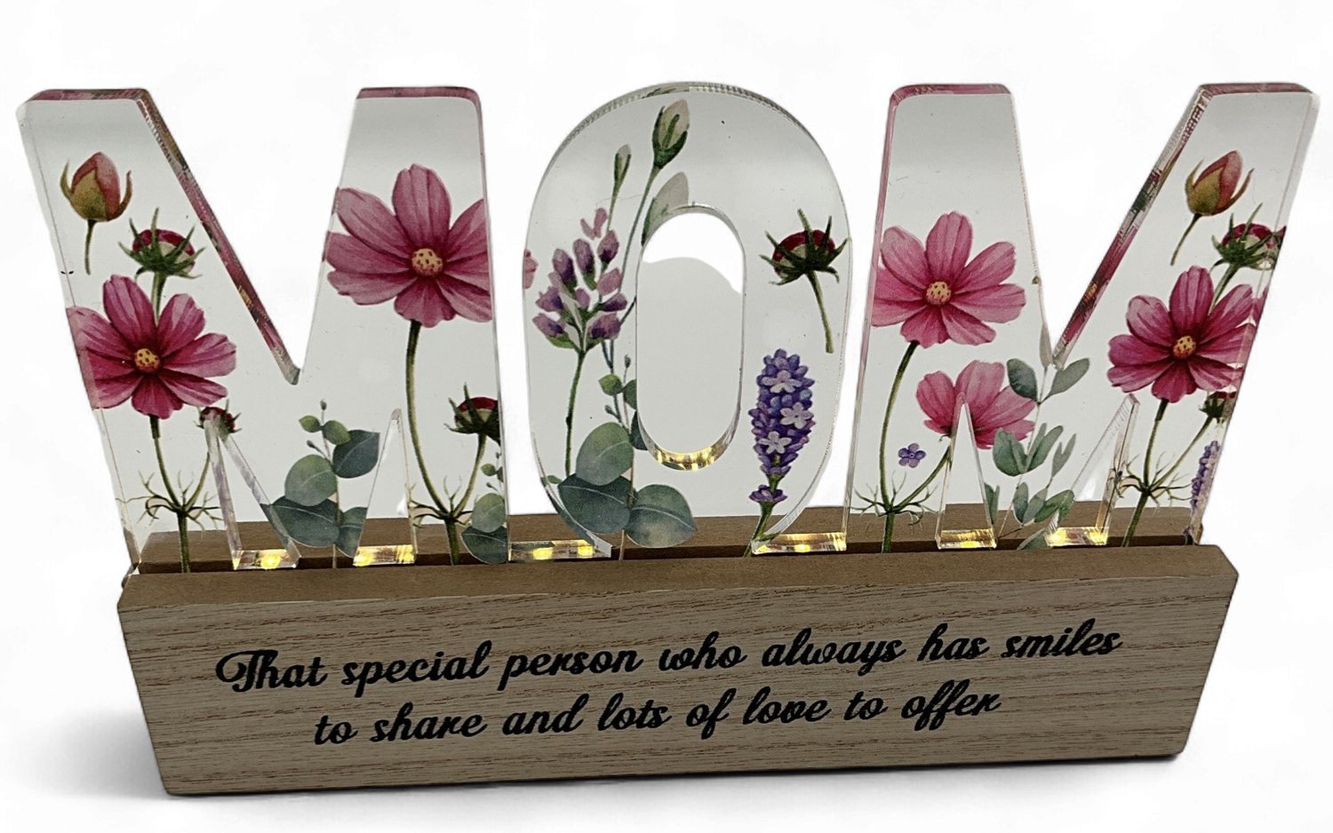 Mom light up arylic wood sign