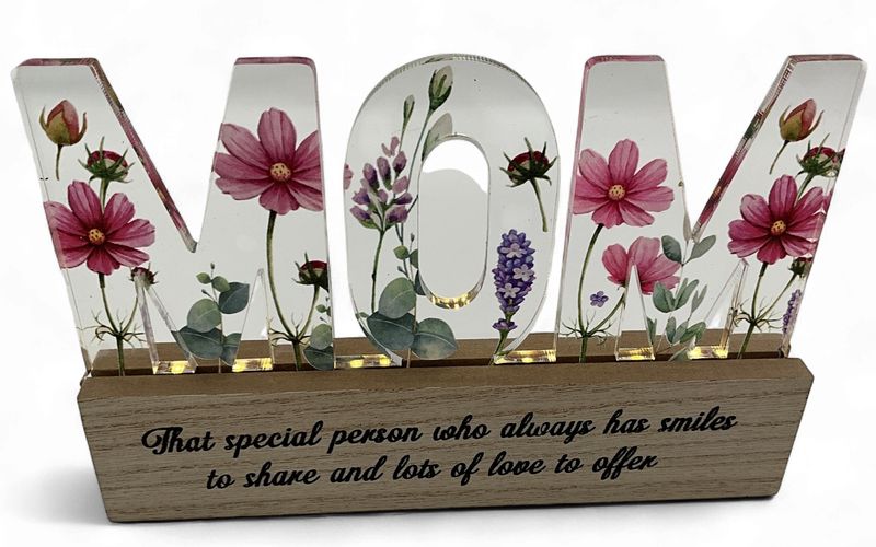 Mom light up arylic wood sign