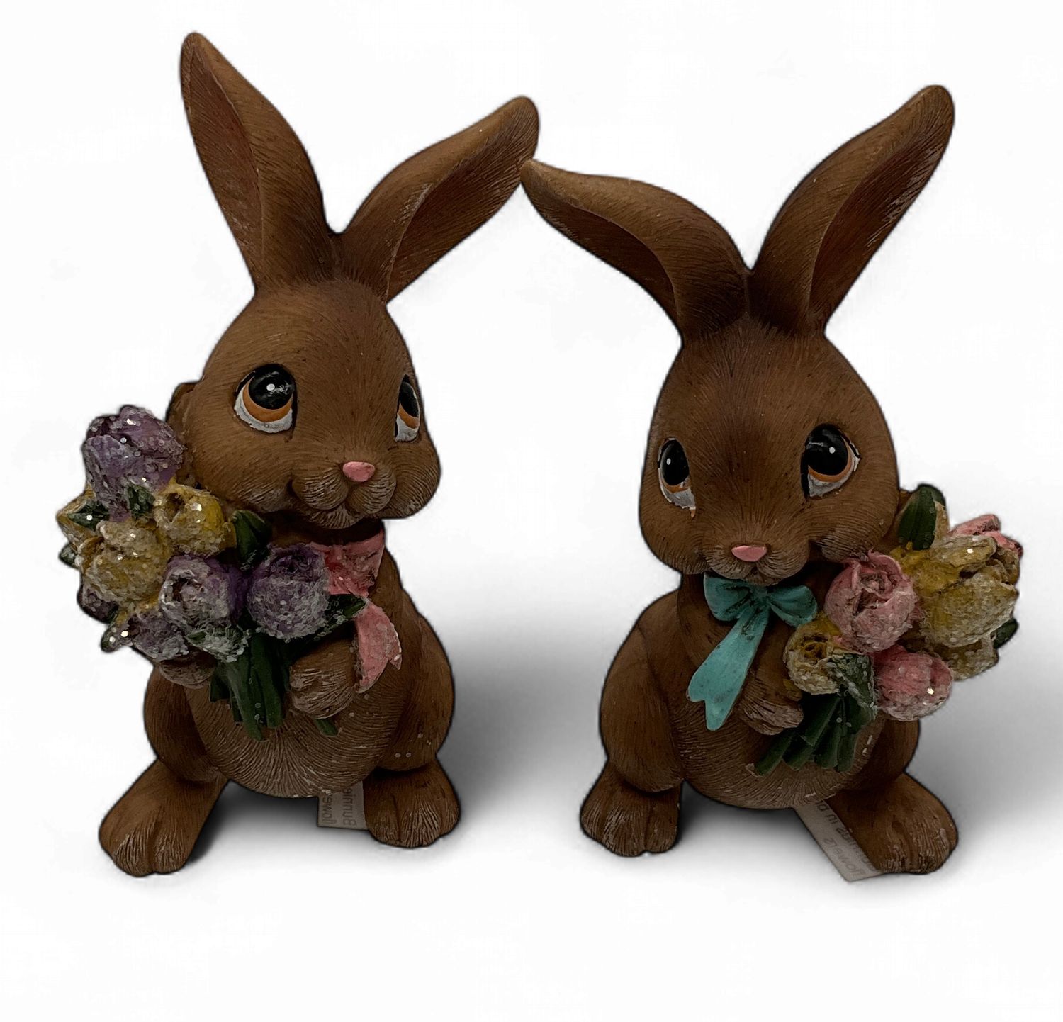 Bunnies in Brown  &amp; Flowers