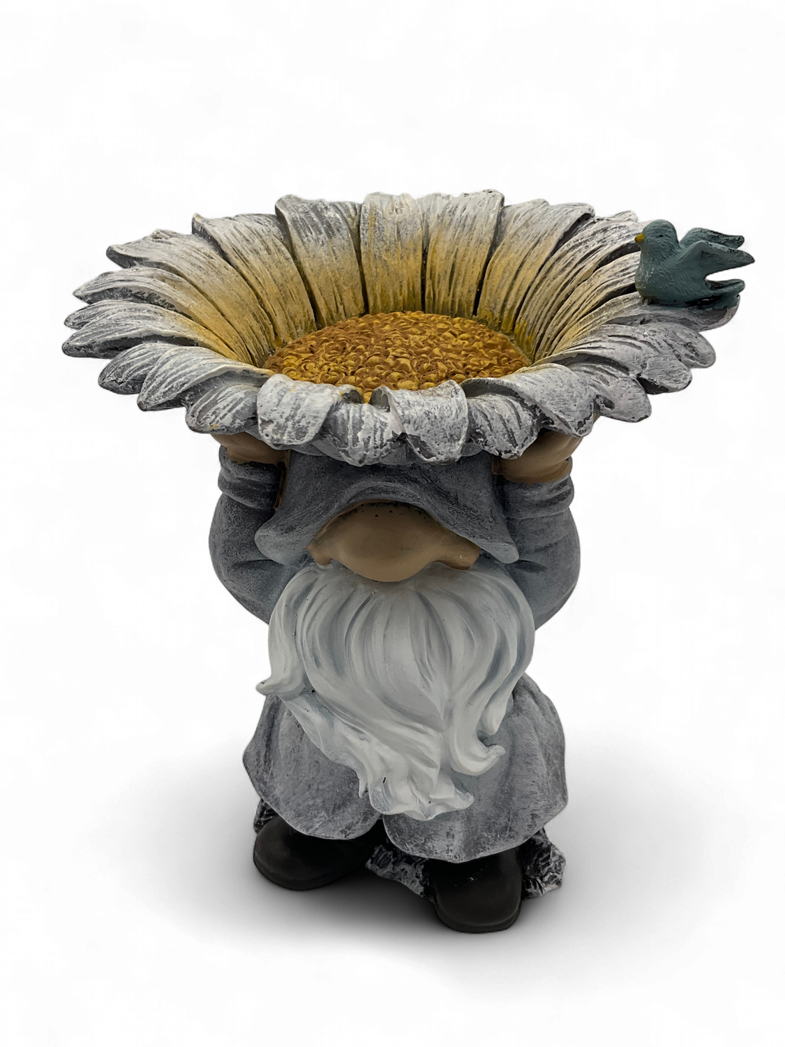 Gnome with birdbath sunflower