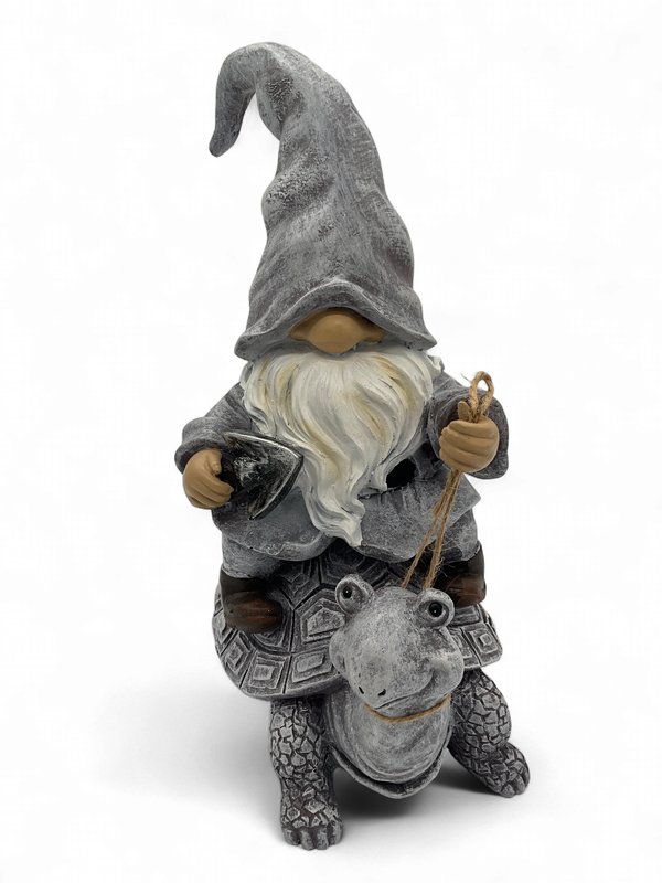 Gnome riding turtle