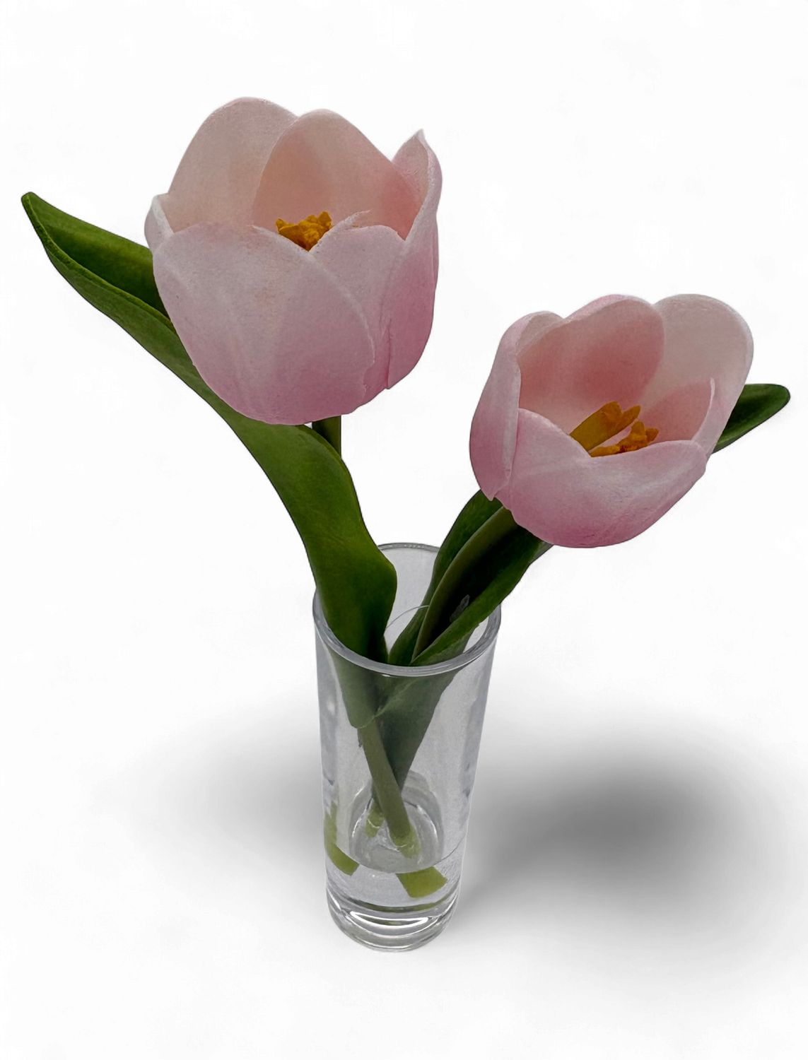 Pink Real Touch Tulip in Glass Vase
