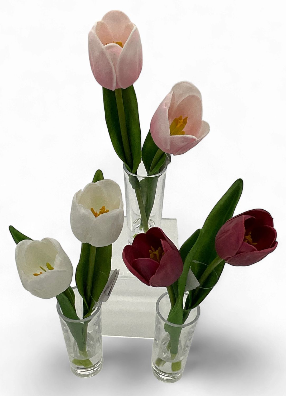 Pink Real Touch Tulip in Glass Vase