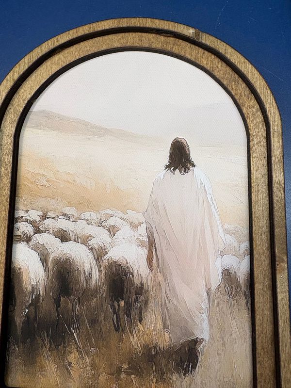 Jesus with the sheep in the field