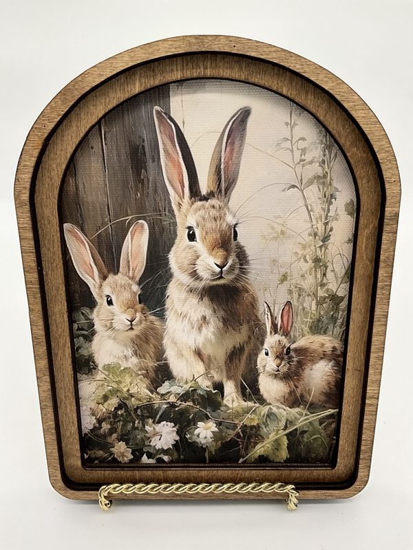Trio of Bunnies in an arch
