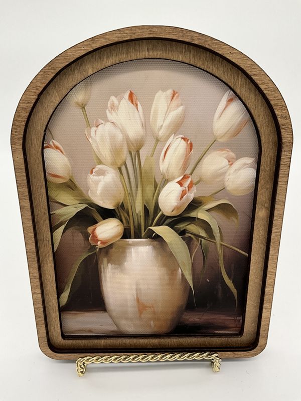Tulips setting in Arch Frame