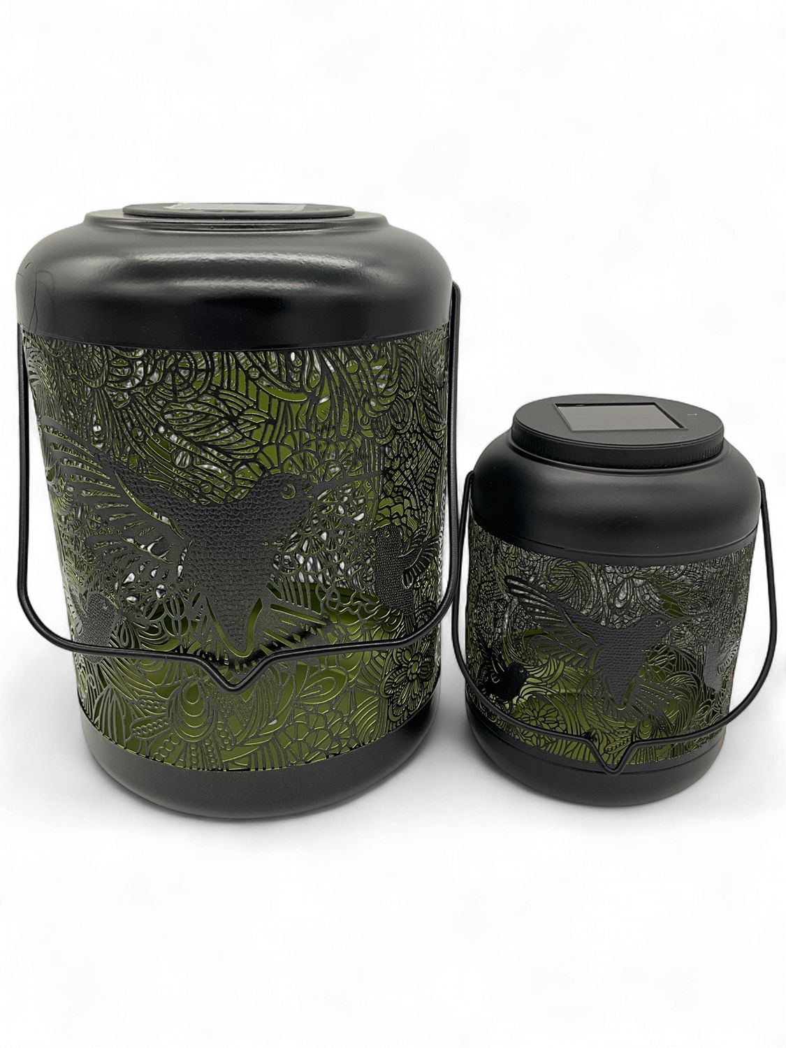 Hummingbird metal Shadow Lantern Green