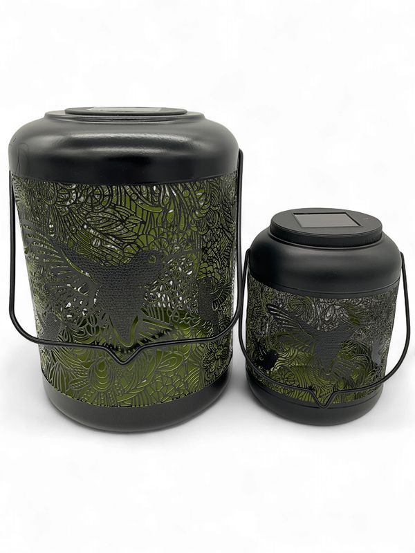 Hummingbird metal Shadow Lantern Green