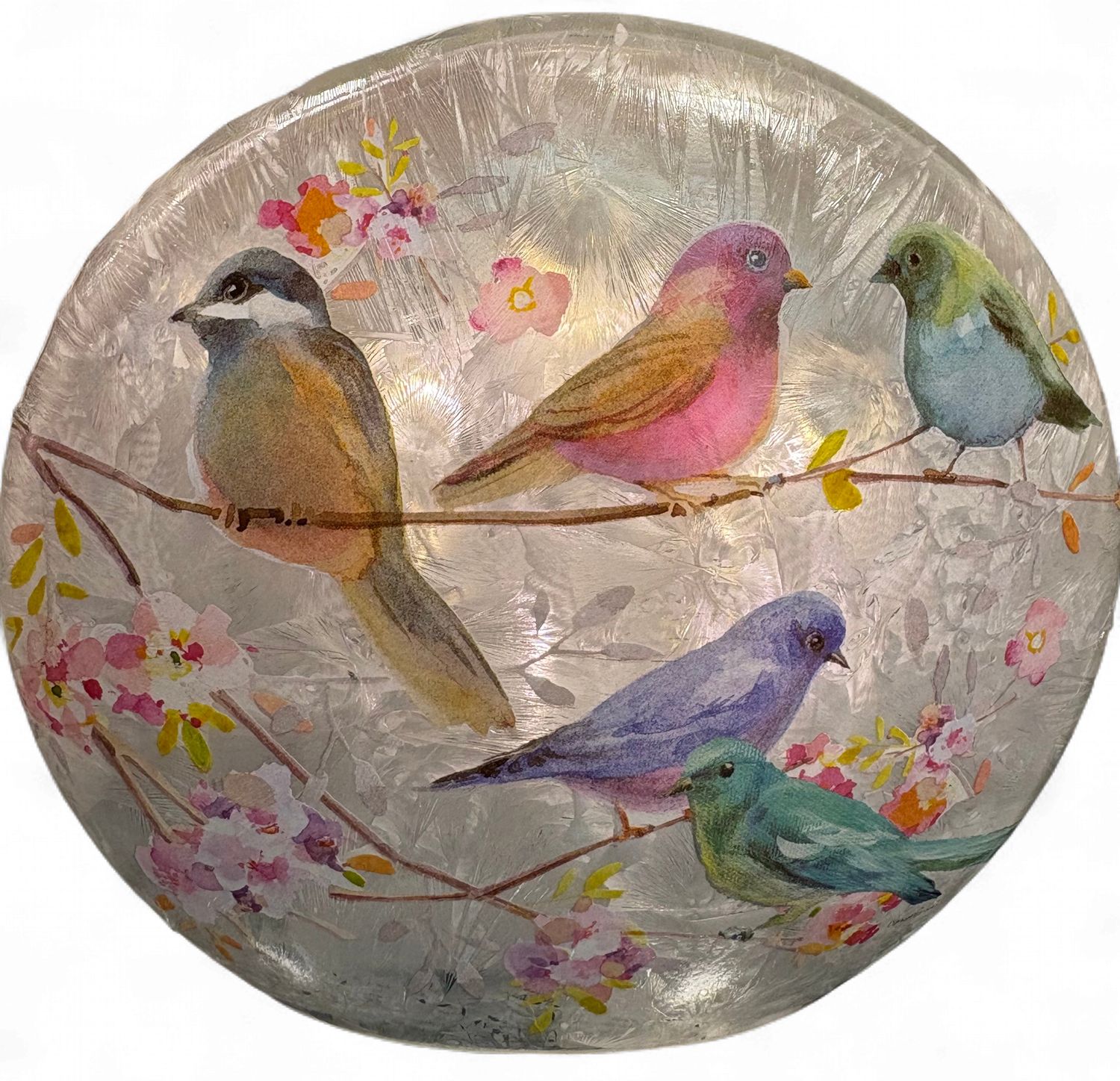 Bird Frosted Orb Lamp