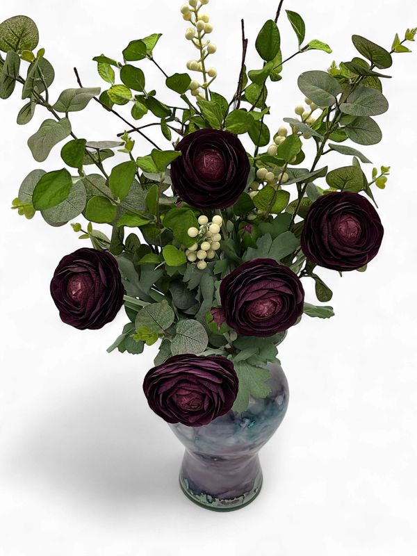 Purple Marble vase with Purple Rhan