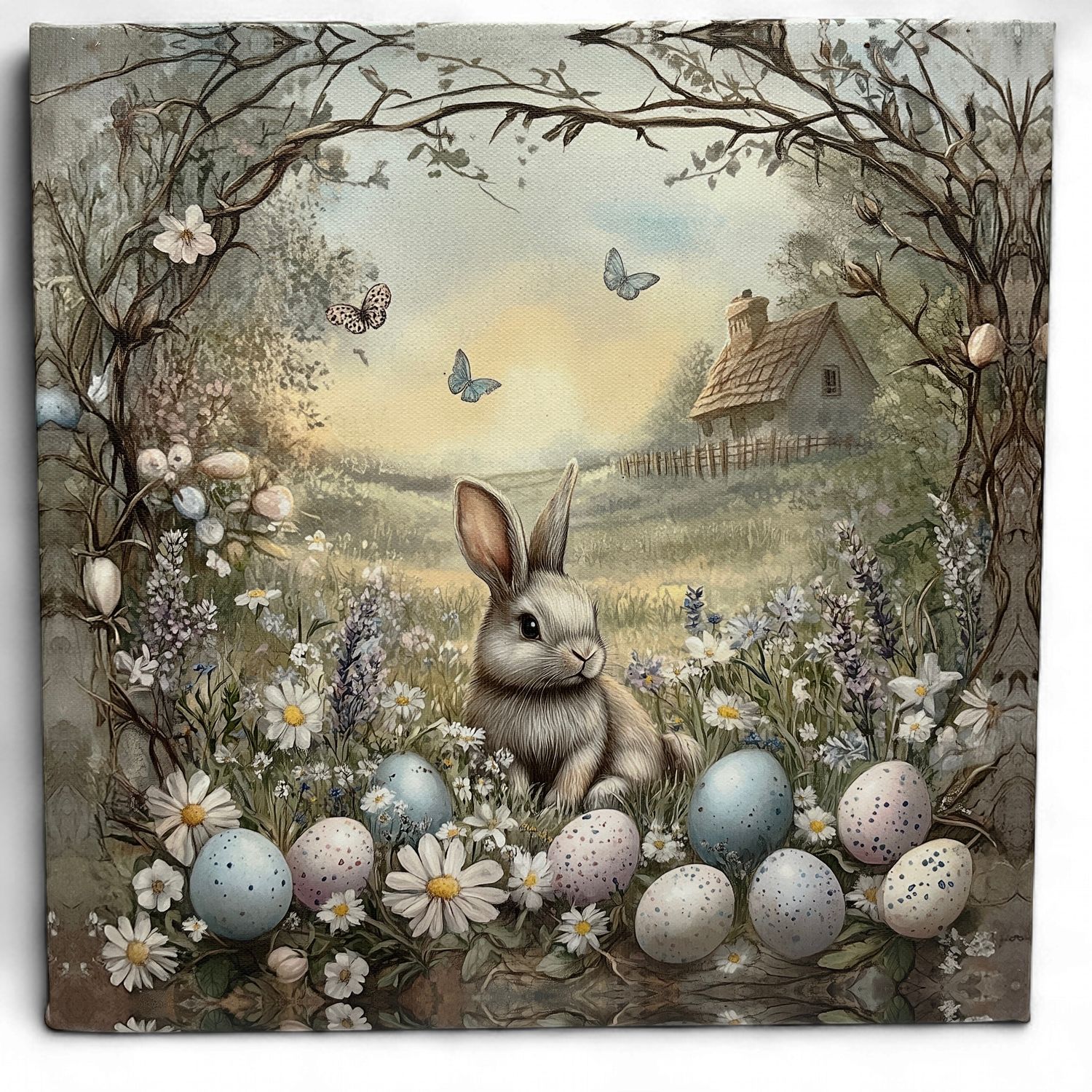 Bunny Easter Egg  in Field Canvas