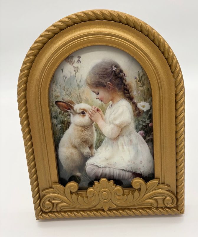 Girl with Bunny Framed