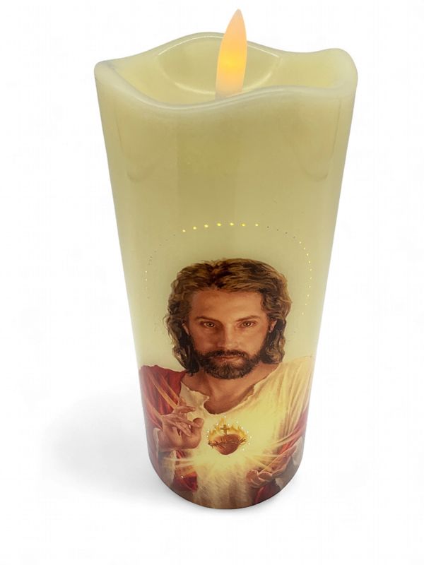 Scared Heart of Jesus led Flameless  Candle