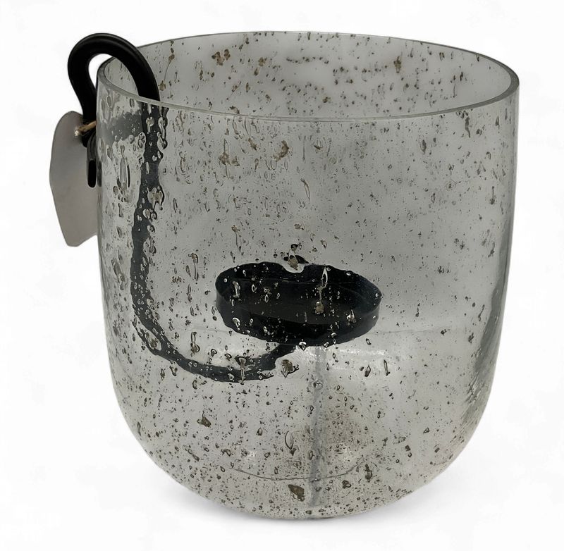 Bubble glass vase with Metal Candleholder