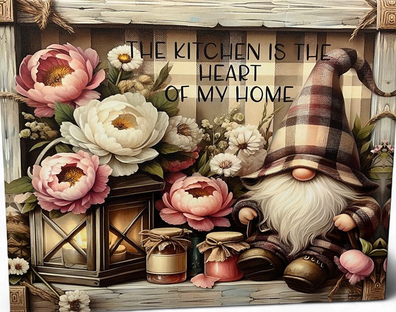 Gnome Kitchen Canvas with Floral