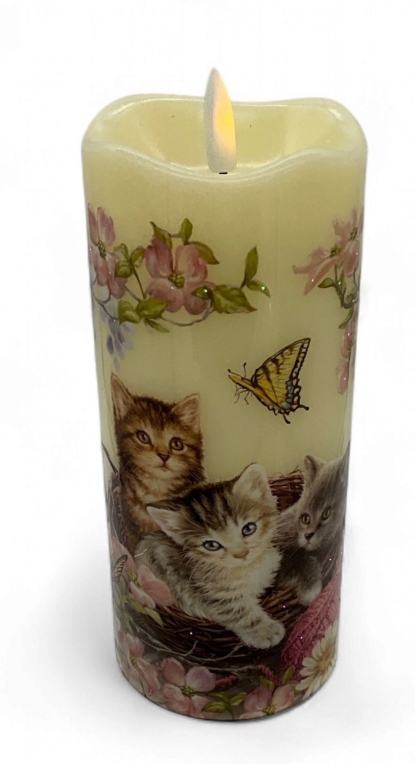 Kitten scene led candle