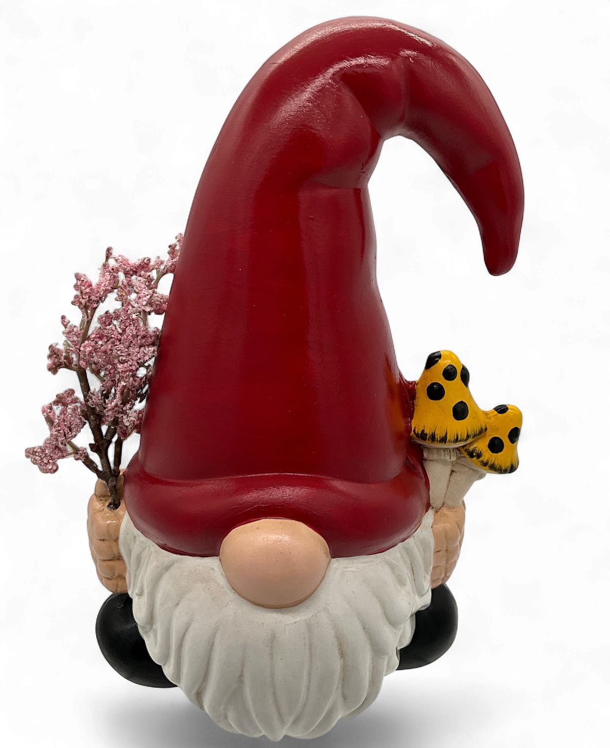 Gnome with Mushrooms and Floral Medium Ceramic