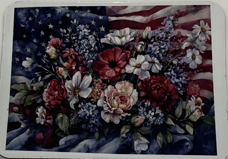 USA Flag floral magnet