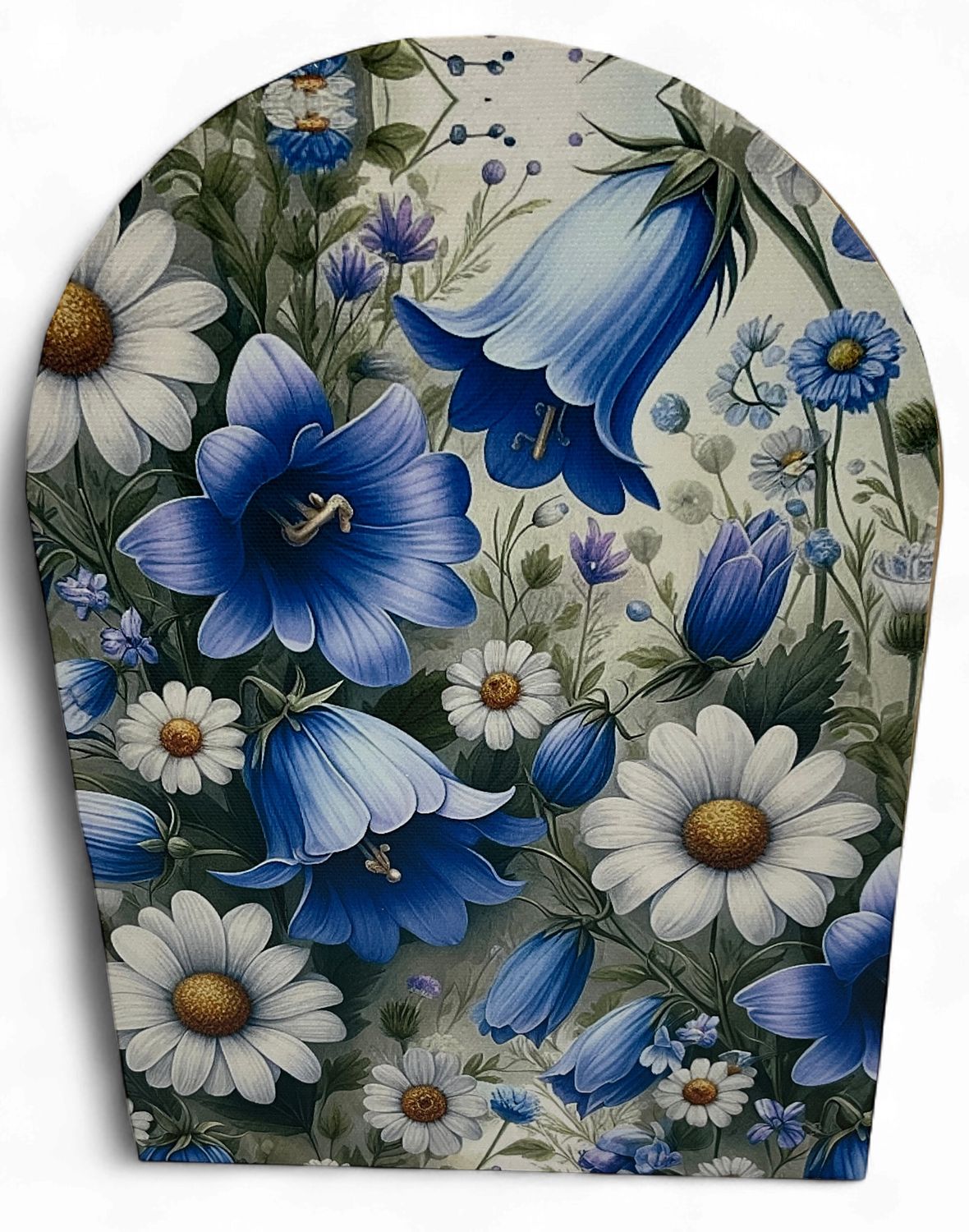 Blue bell flowers with white Daisies arch Plaque