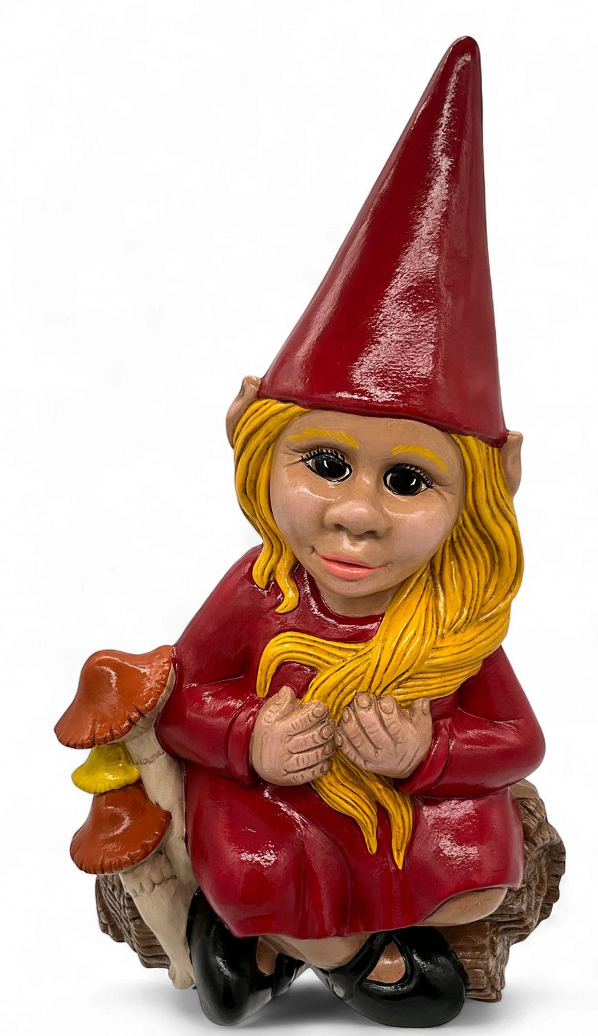 Gnome Girl Sitting on Log