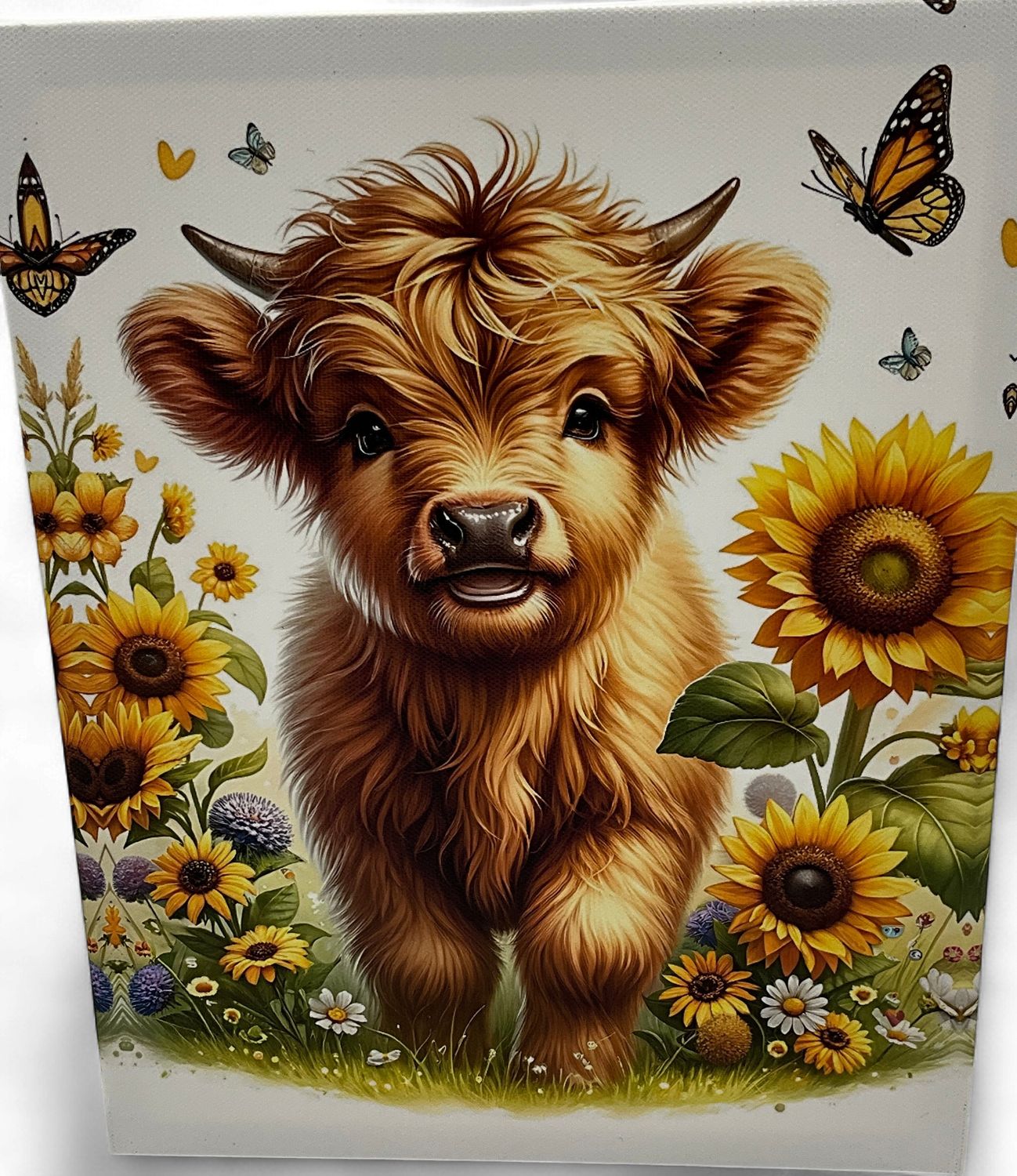 Highlander running in the Sunflower canvas