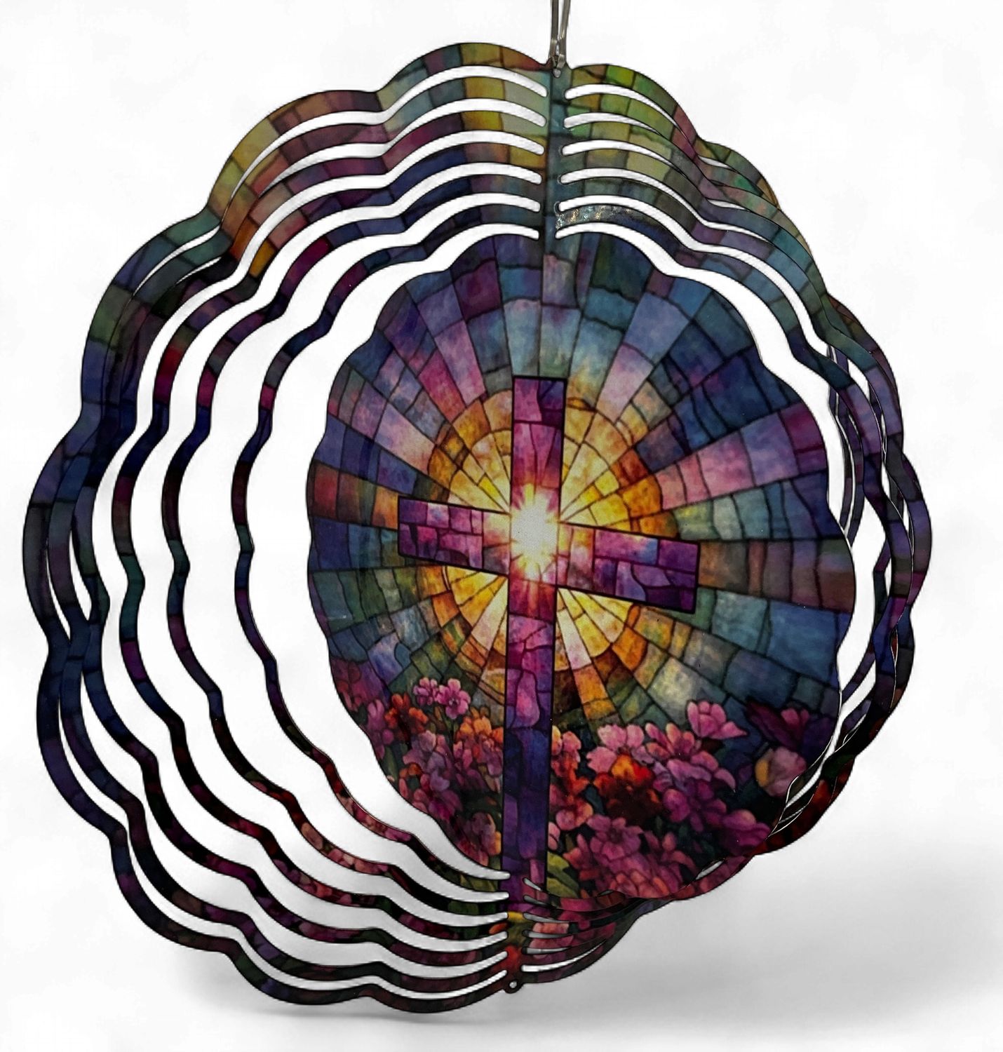 Spinner with Stained Glass Affect Cross design