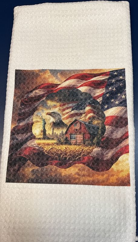 Patriotic America Scene towel