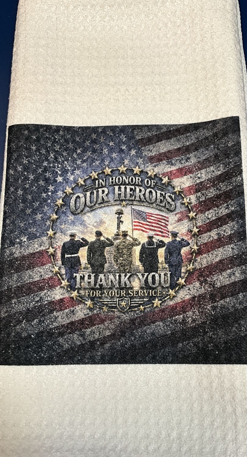 Patiotic Services of American, our Heroes, towel