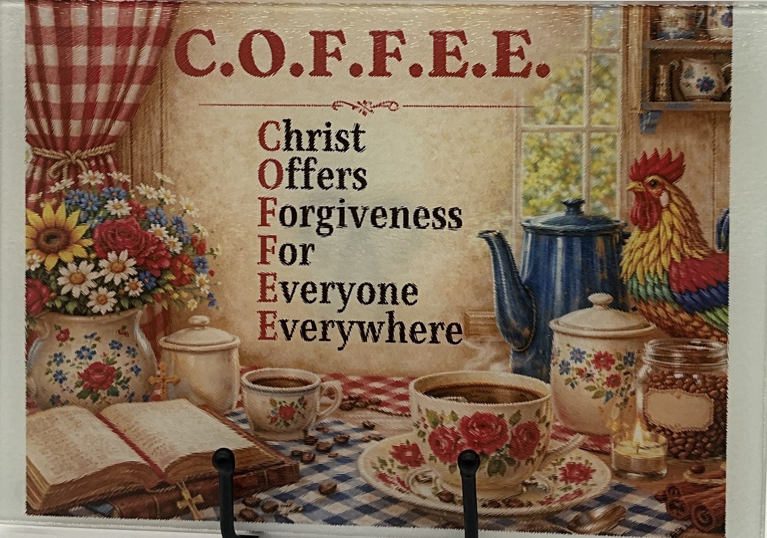 Coffee spelled out Glass Cutting Board