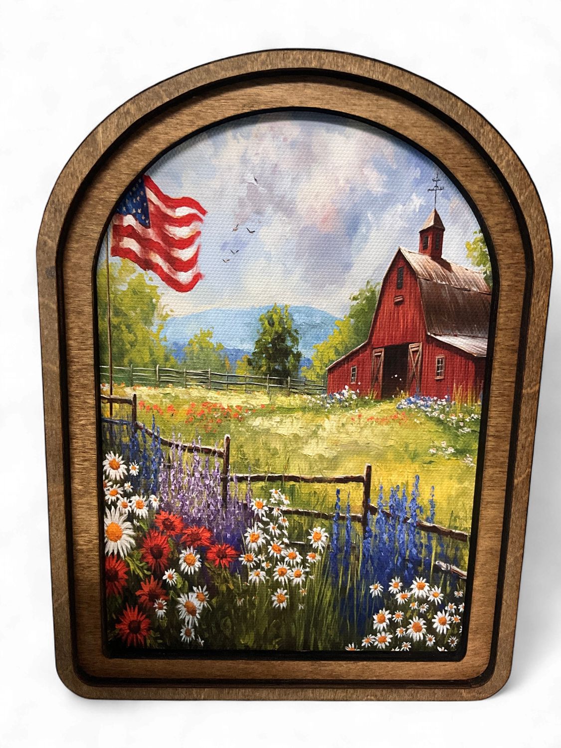 Barn with Flag and Floral