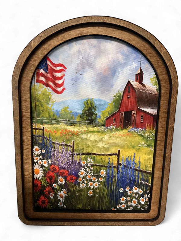 Barn with Flag and Floral