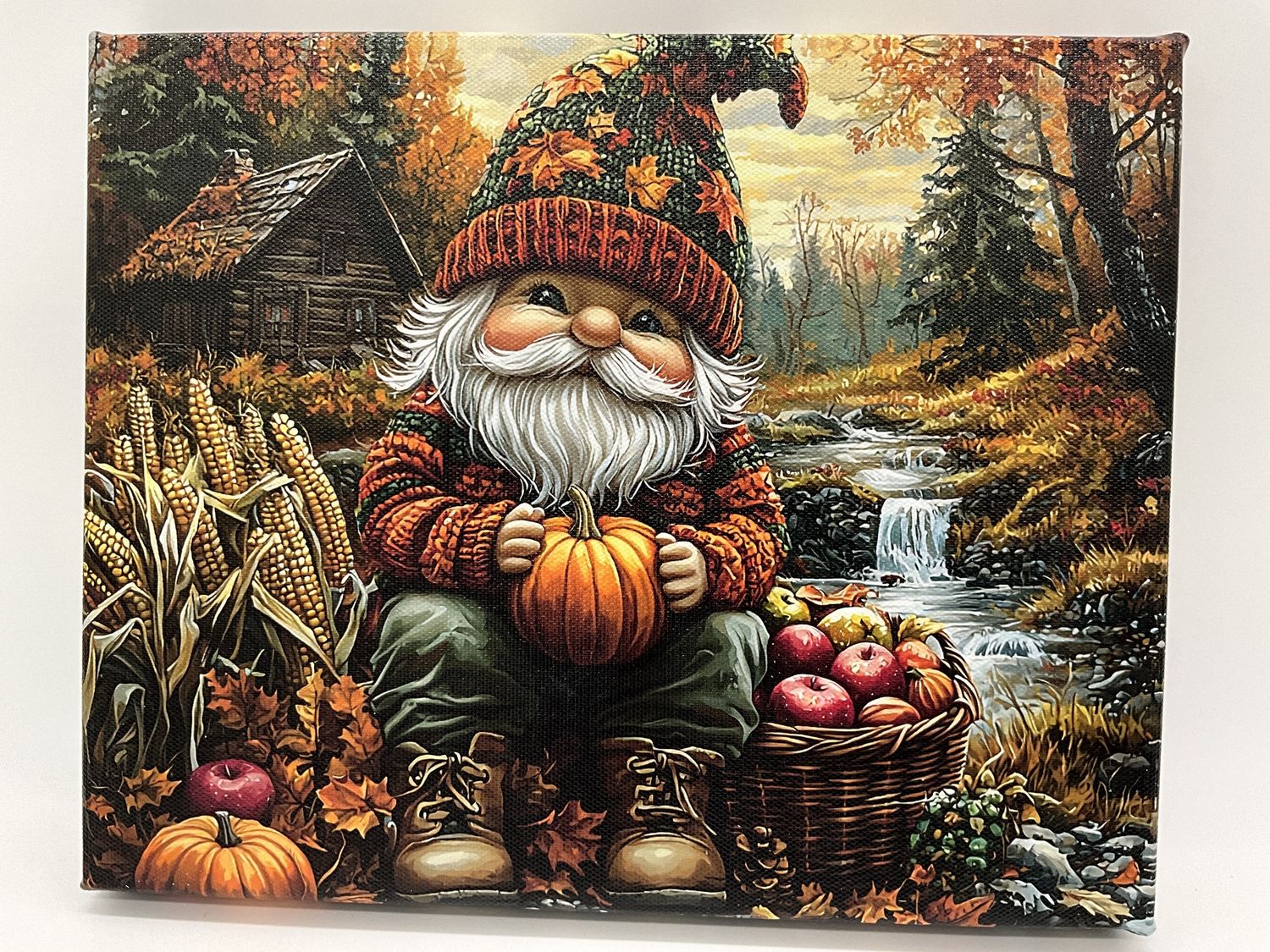 Gnomes Autumn with Pumpkins Apples Canvas