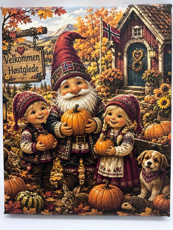 Nordic Gnome Dad children Autumn Canvas