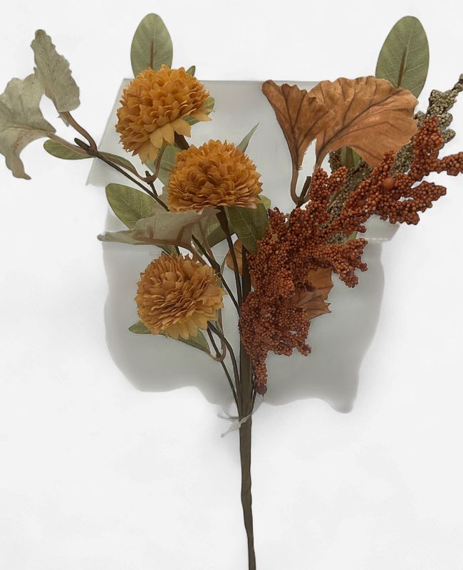 Autumn Floral Orange Small Pom Stem