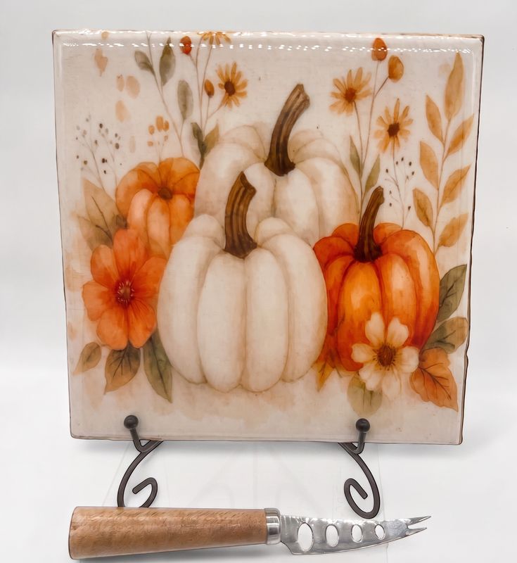 Pumpkin Cheese Board &amp; Knife