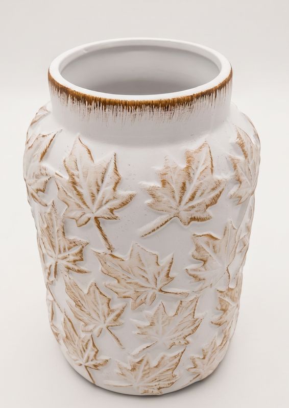 Pumpkin Jar Embossed Leaves