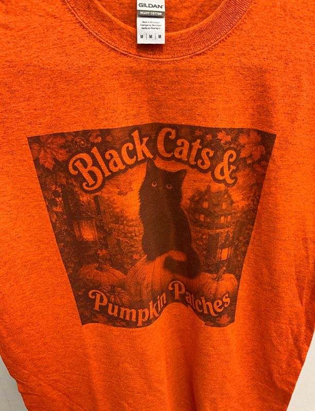 Black cat &amp; Pumpkin Patches T-shirt
