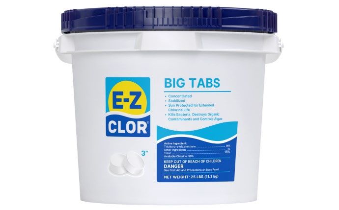 E-Z CLOR 3” Big Tabs Chlorine 25lb Unwrapped