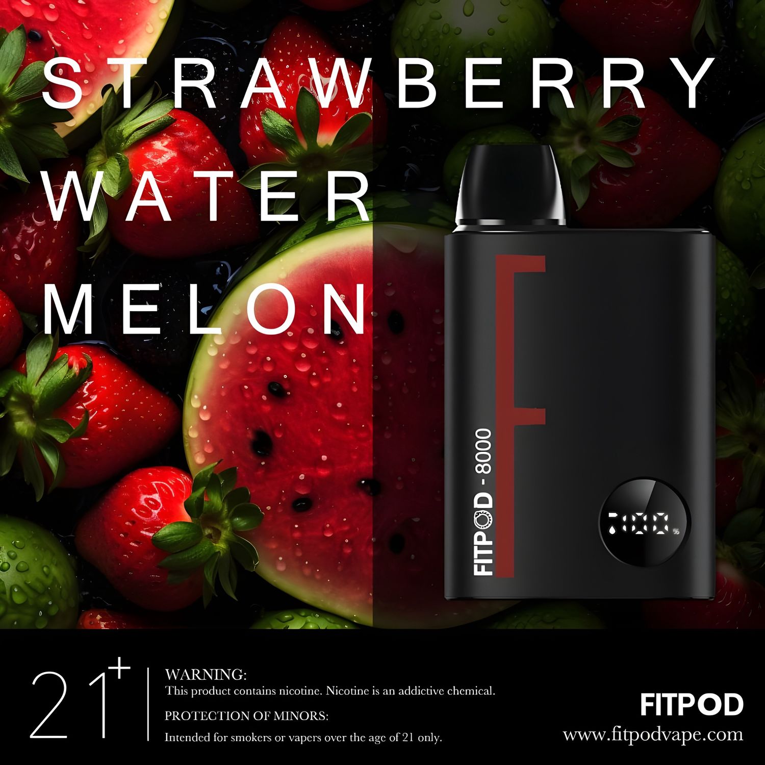 FITPOD - 8000 puffs 20mg/ml, Flavour: STRAWBERRY WATERMELON