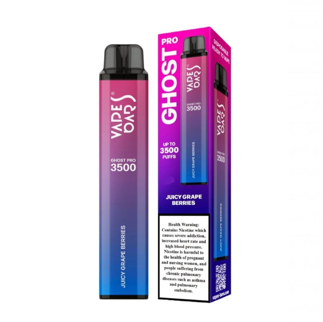 VAPES BARS Ghost Pro 3500 Puffs 0mg, Flavour: Juicy Grape Berries