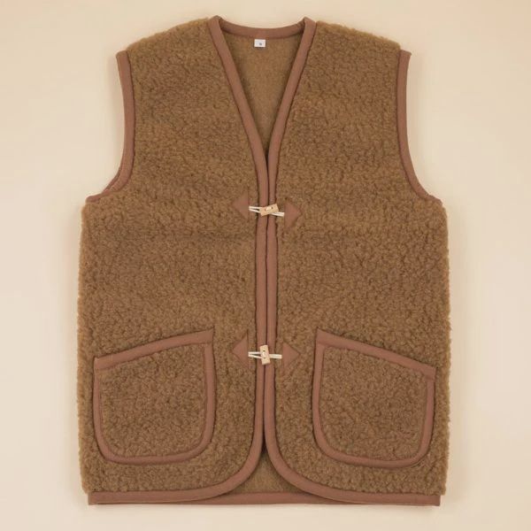 Moonrise Wollen vest met knoopje dames bruin